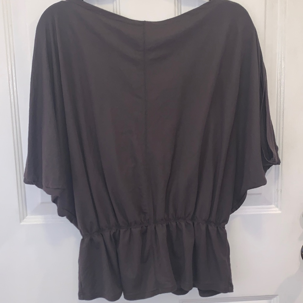 Prologue Gray Batwing Short Sleeve Boat Neck Top